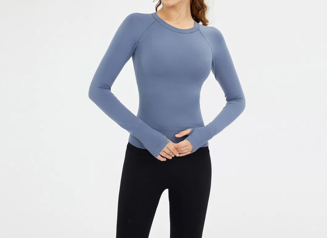 Women′ S Long Sleeve Thumb Holes Outdoor Performance Workout Tee Shirts