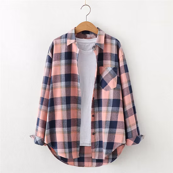 Damen-Oberteile, Blusen, bauchfreies Top, Knopfleiste, langärmlig, Flanell-Karohemden für Damen, Blusen, Jacken, Mäntel