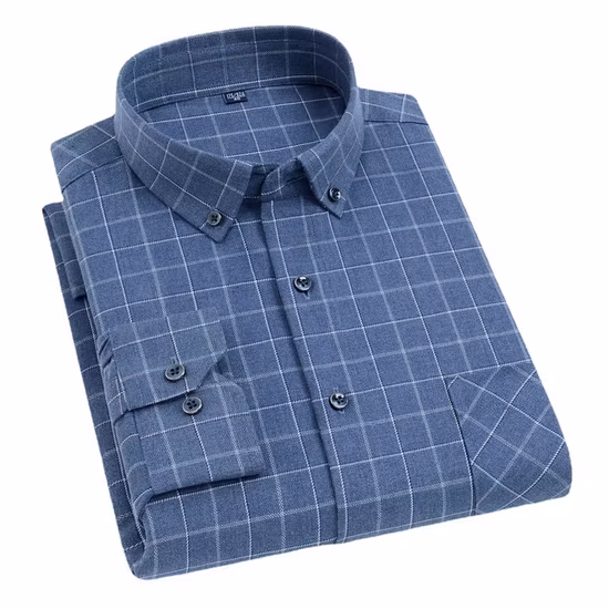 Herren-Freizeithemden aus Flanell mit Button-Down-Kragen und normaler Passform und langen Ärmeln
